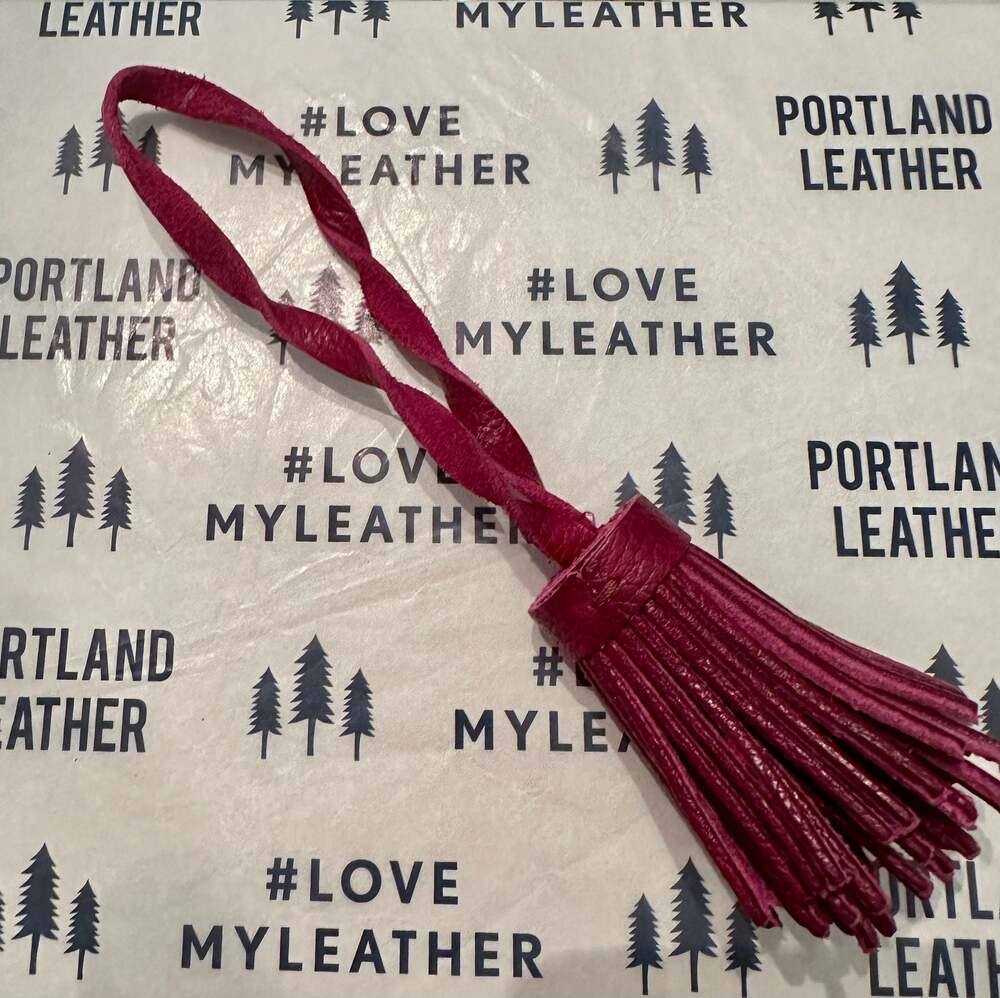 Portland Leather Goods Orchid Leather Pom Tassel Bag Charm Keychain